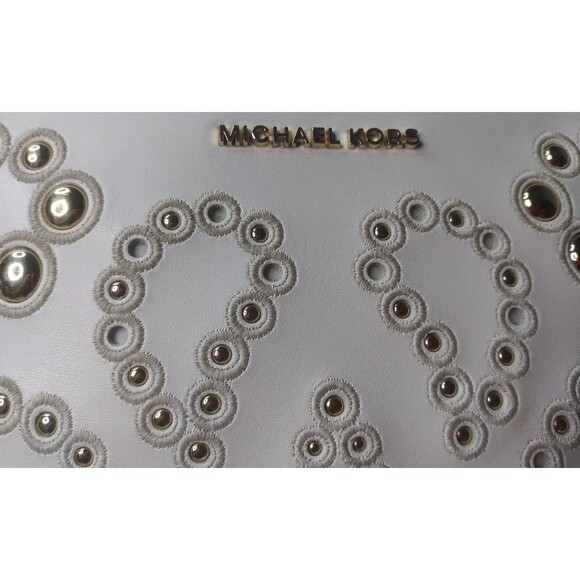 Michael Kors Ginny Crossbody Bag Gold Studs Off-White Leather AS IS Retail $248 - Picture 4 of 12